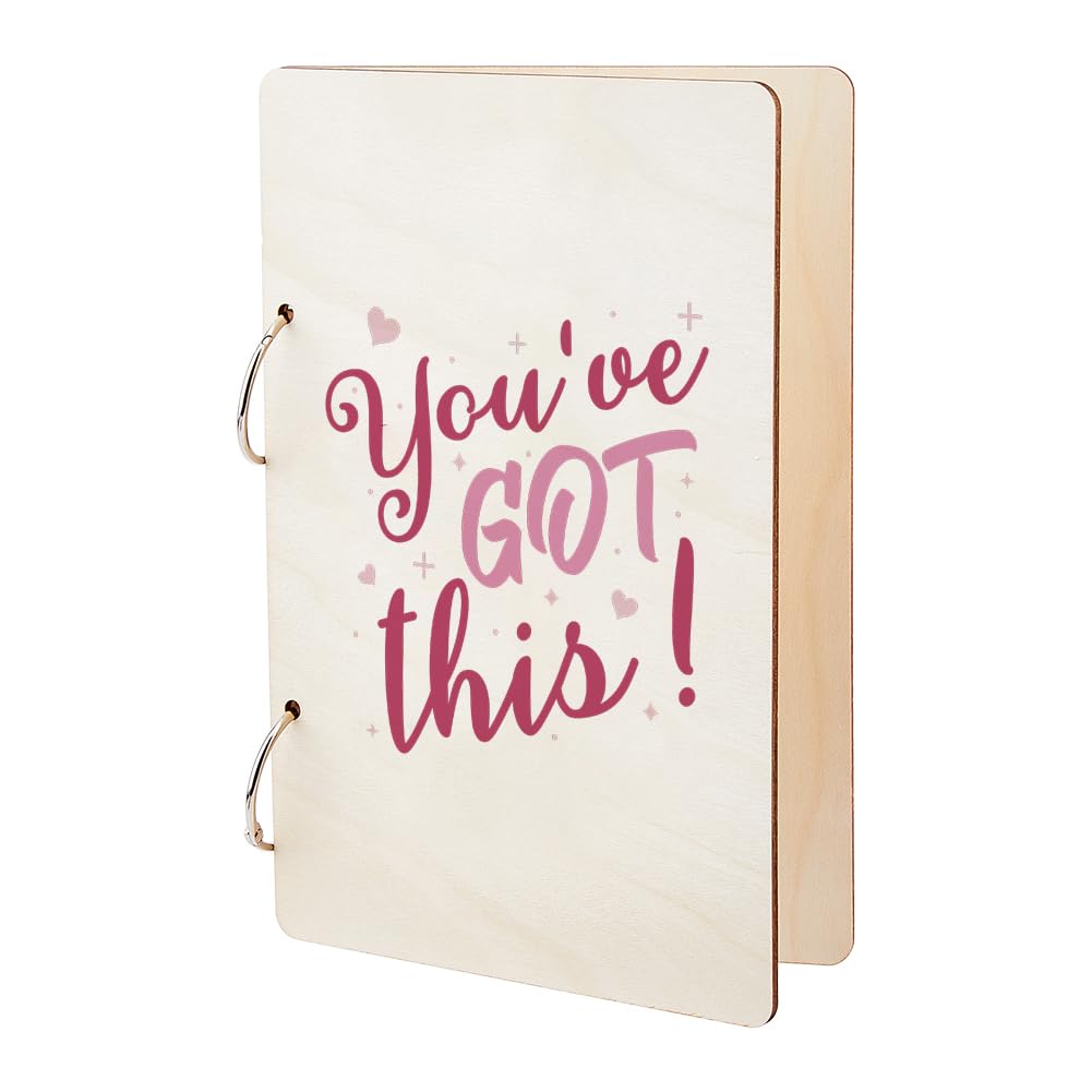 SUPERDANT You've Got This Greeting Card Organizer Inspiraional Quotes Planning Book Binder Card Keeper Wooden Loose Leaf Photo Album 2-Rings Cover Cards Keepsake for Kid's Gifts