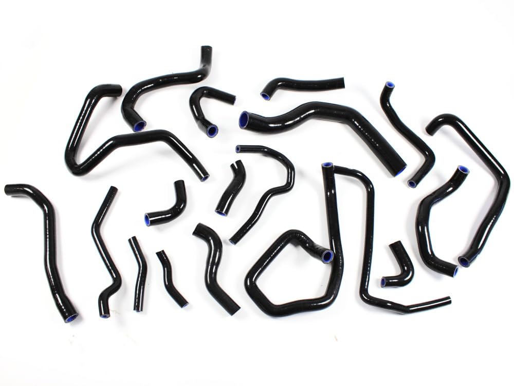 Set di 19 tubi per acqua di raffreddamento, tubo in silicone, per acqua di raffreddamento, materiale in silicone fino a circa 12,0 bar, per 2,0 l, 220 CV/230PS A3/S3 10100075