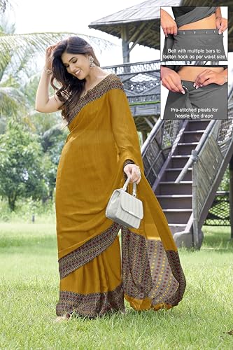 Image of MIRCHI FASHION Women's Ready to Wear 1 Minute Drape Chiffon Printed Saree with Blouse Piece