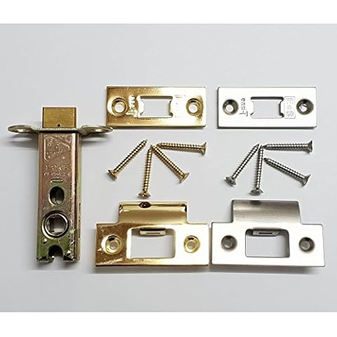 76mm (3") Heavy Duty Tubular Latch in Brass and Satin Stainless Steel Cover