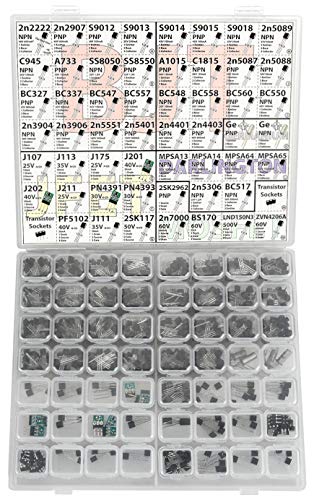 Ultimate Transistor Assortment Kit, 686 pcs, 54 Types, BJT, Mosfet, Germanium, Darlington, JFET incl. 30 pcs Sockets