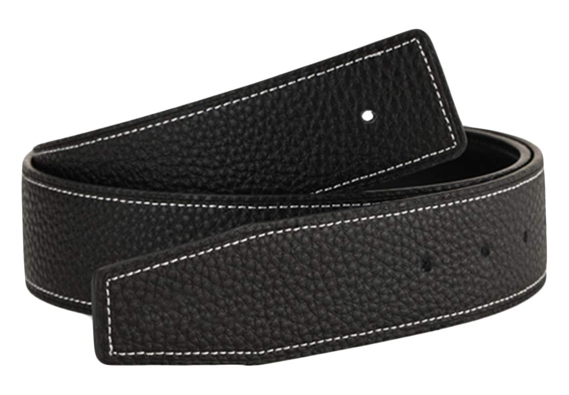 Qha Men's Black Leather Belts Genuine Replacet Belt Strap Without Buckle For Jeans 38Mm Wide Q06 30"-34"