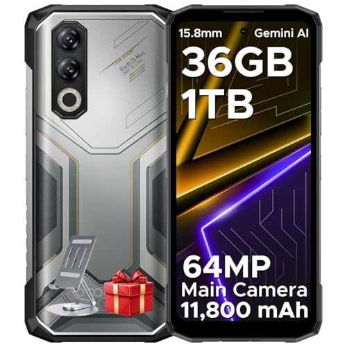 DOOGEE Blade 20 Max Rugged Smartphone, 36GB RAM+1TB ROM(2TB TF) Telefono Indistruttibile, 11800mAh/33W, MTK Helio G100 Octa Core, 6.6 120Hz, 64MP+20MP+16MP, Android 15/NFC/4G Dual SIM/Face ID