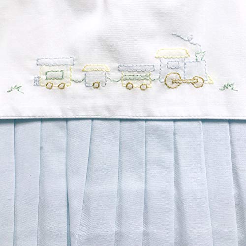 Baby Boys' Square Collar Romper with Train Embroidery3