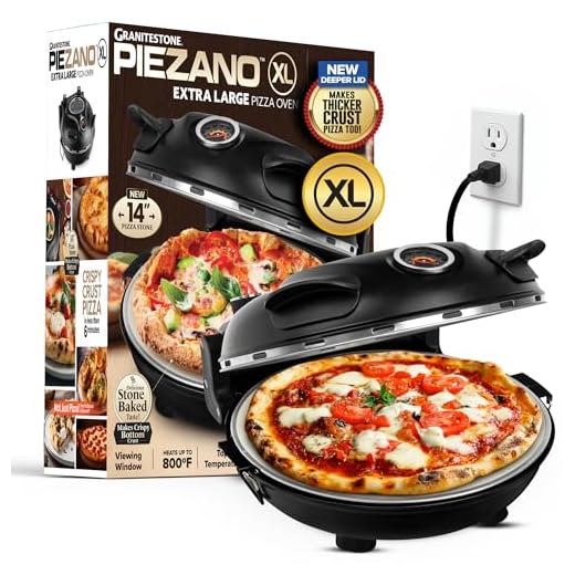 PIEZANO 14 Inch Large Crispy Crust Pizza Oven by Granitestone &ndash; Family Sized Electric Pizza Oven Indoor Countertop Maker with Stone Heats up to 800˚F for Stone Baked Pizzeria Style at Home