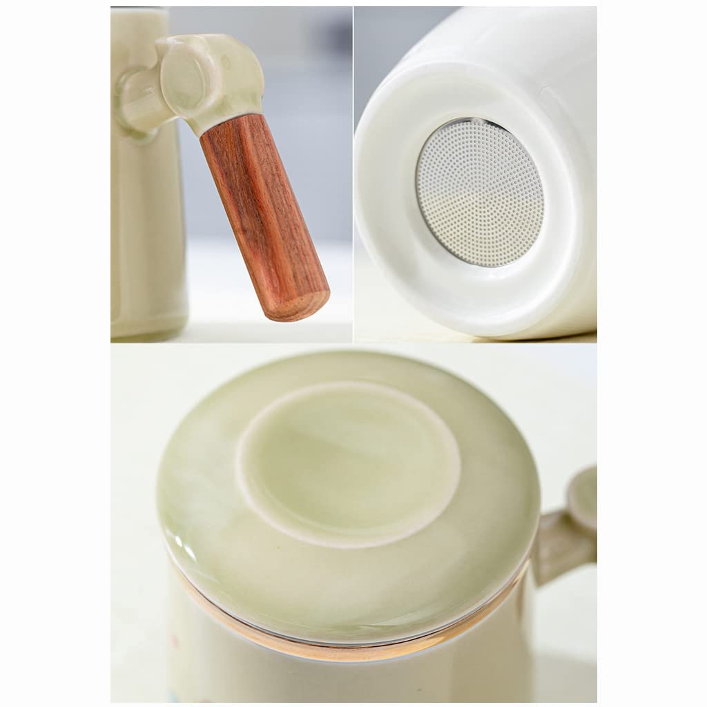 Orientalny ceramiczny zestaw do herbaty Zestaw do herbaty Ceramiczna filiżanka do herbaty z zaparzaczem i pokrywką, Porcelanowy kubek do herbaty, Idealny do biura i użytku domowego, Świetny prezent na