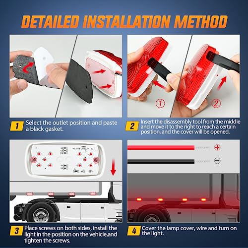 Image of Nilight Double Bullseye Marker Light 5PCS Red 10LED Rectangular | Clearance Front Side Rear Indicator Lights Surface Mounted For 12V Truck Camper RV Boat Lorry Exterior Safety Lighting