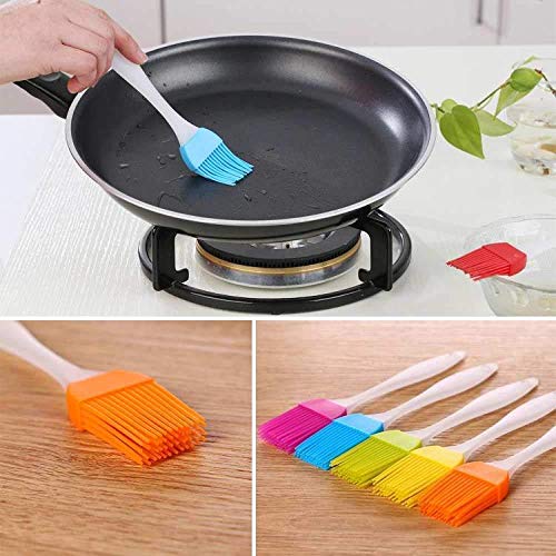 TYPIXET Silicone Basting Brush Set,Easy Use, Durable | Basting Brush with Silicone Bristles for Kitchen Oil/BBQ/Grilling/Pastry/Turkey Baster, BPA Free, Multipurpose [Multicolor] (Oil Brush Set of 2)