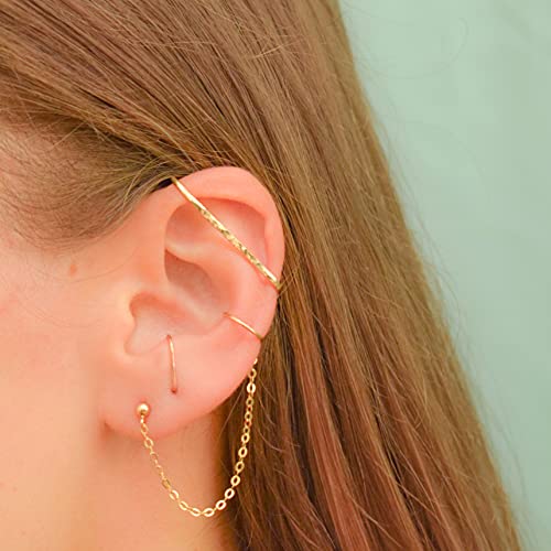 Ear Cuff Earring For Women No Piercing Industrial Bar Cartilage Helix Earring 14K Gold Filled Single #TOP3
