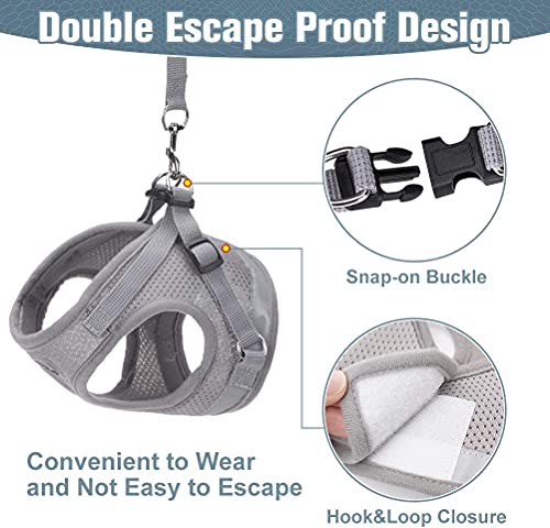 SCIROKKO Cat Harness and Leash Escape Proof - Kitten Vest Harness with Magic Tape Adjustable (M, Grey) - Image 5