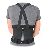 Premium Industrial Back Brace Lumbar Support with Double Pull Shoulder Straps and Adjustable Suspenders - 3X Large