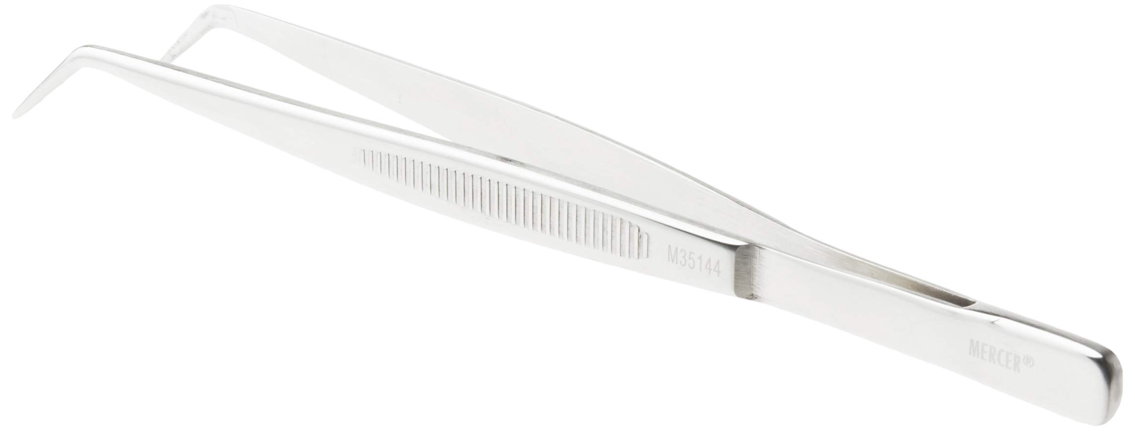 Mercer Culinary Silver Curved Precision Tongs With Fine Tip, 6-1/8", Stainless Steel M35144