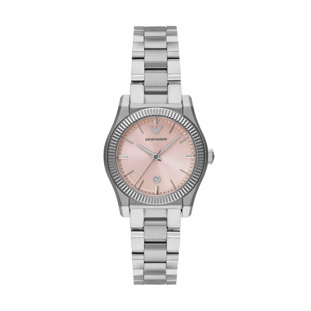 Emporio Armani Multicolored Three-Hand Date Stainless Steel Watch