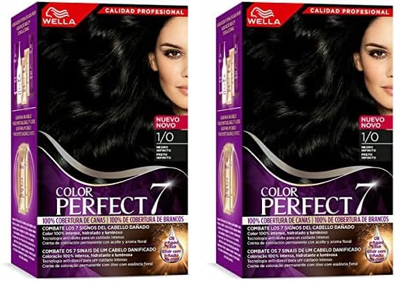 Wella Color Perfect - Tinte de Coloración Permanente para un Cabello Hidratado y Luminoso - Tono Negro Infinito (Paquete de 2)