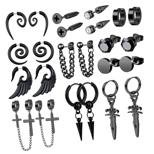 Pendientes de acero inoxidable negros idóneos para llevar en graduaciones y eventos