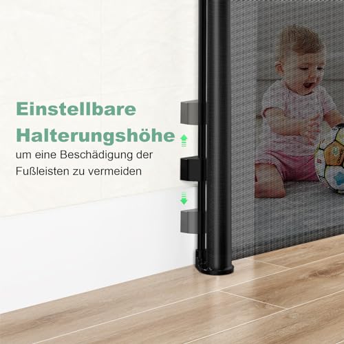 Treppenschutzgitter Ausziehbares Ohne Bohren Türschutzgitter für Babys, Babygitter & Hundegitter,140 cm Breite, 80 cm Höhe, Türschutzgitter für Treppe/Türen/Korridore/im Freien