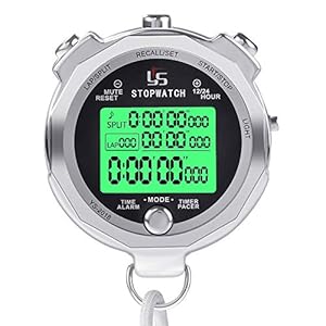 LAOPAO Stopwatch Metal Stopwatch Timer with Backlit Multi Lap Memory Digital Stop Watch for Coaches