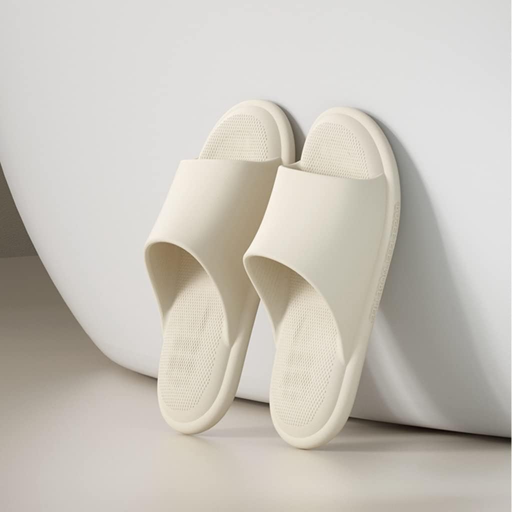 House Slippers Massage Foam Bathroom Shower Slippers for Men and Women Indoor Non-Slip Spa Gym Slide Sandals Open Toe EVA Platform Wide Slippers Comfy Bath Shoes (Color : White, Size : EUR44-45)