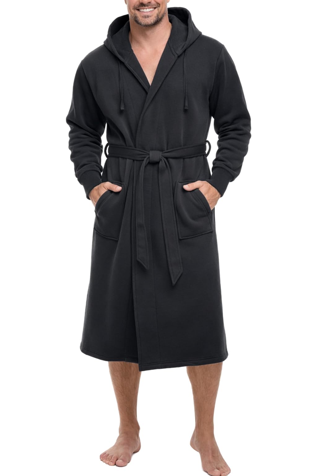 Alexander Del Rossa Men's Long Sleeve Hooded Sweatshirt Robe, Mens Bathrobe