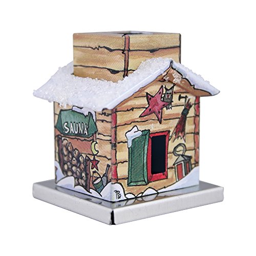 KNOX - Räucherhaus/Räucherkerzenhalter The Little One aus Metall - für Räucherkerzen Größe S - Motiv: Saunahaus - Höhe: ca. 4,5 cm