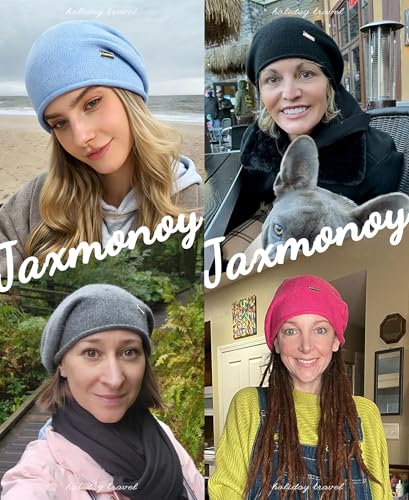 Image of jaxmonoy Cashmere Slouchy Knit Beanie Hat for Women Winter Soft Warm Ladies Wool Knitted Skull Beanies Cap