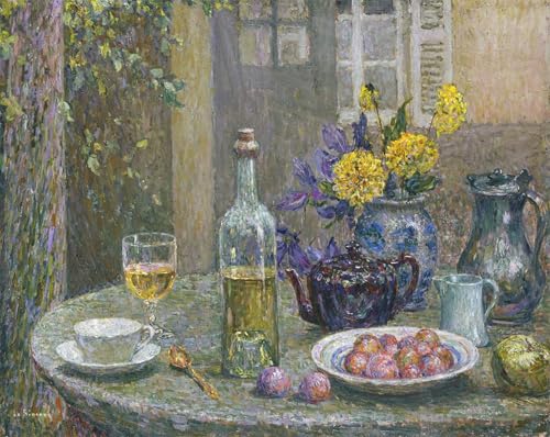Toile Dahlias jaunes Henri Le Sidaner poster image déco d'art 60x90cm