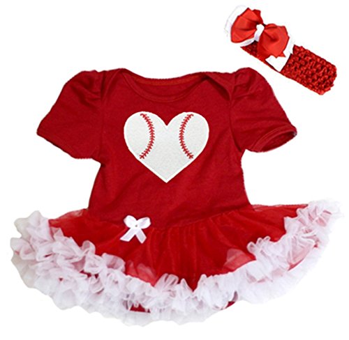 Petitebella Baseball Heart Baby Dress Nb-18m