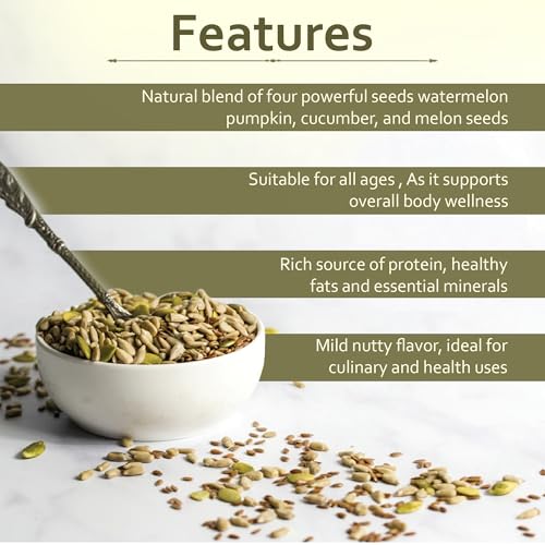 Image of Shine Organic Char Magaz Seeds - 4in1 Mix Seeds - 100 gm All in one (Watermelon Seeds, Pumpkin Seeds, Muskmelon Seeds, Flax Seeds) (100 GM)