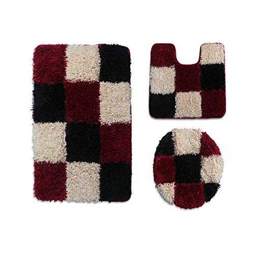 ETOPARS moderne geruite badkamer tapijt set 2 stuks zacht absorberend niet slip badmat tapijten toilettapijt wasbaar