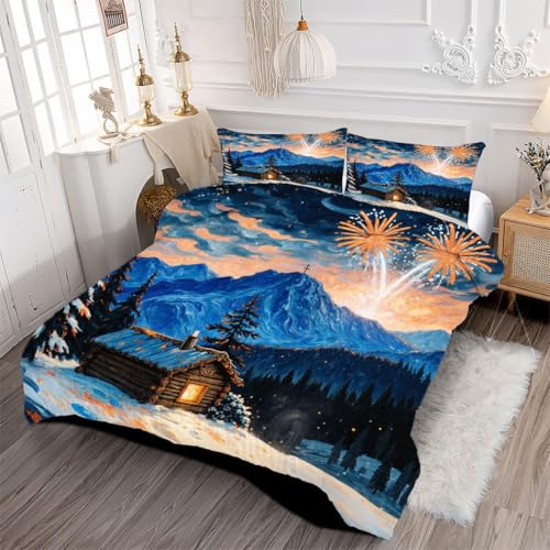 Couette 160x200 cm microfibre imprimée avec parure de lit 4 saisons - 3