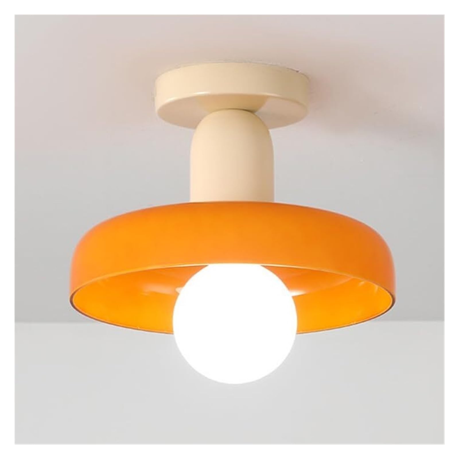 KHUKHU Glass Ceiling Light Fixture Mid Century Modern Hallway Light Fixtures Ceiling Glass Farmhouse Ceiling Lamp for Bathroom Kitchen Foyer Entryway Balcony(Orange,+Beige)