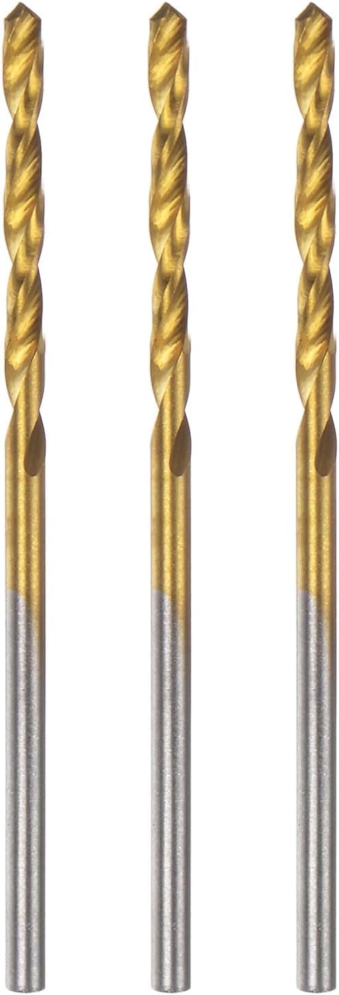 3pcs Brad Point Drill Bit 2mm(5/64") Dia Straight Round Shank Drill Metric Brad Point Spiral Twist Drill Bits for Carpenter Woodworking Plastic Rubber, Golden