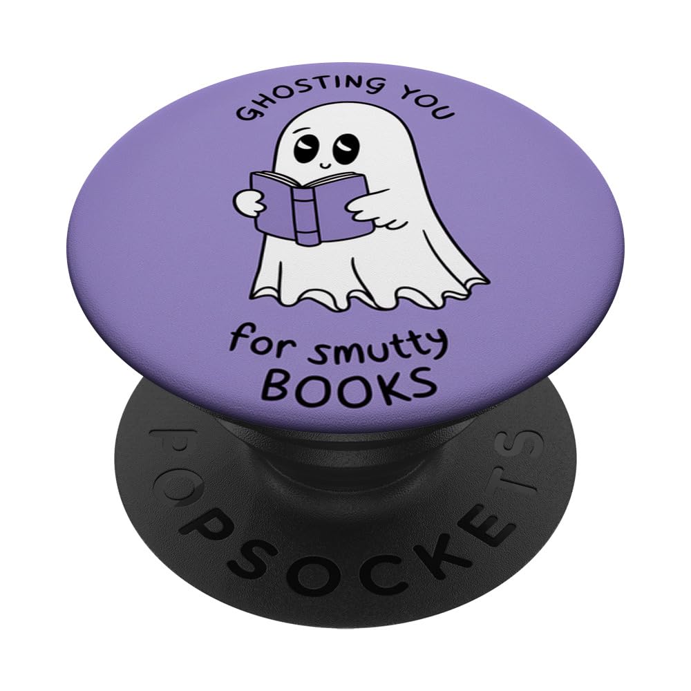 Cute Ghost Reading Smutty Books Purple Design PopSockets Adhesive PopGrip