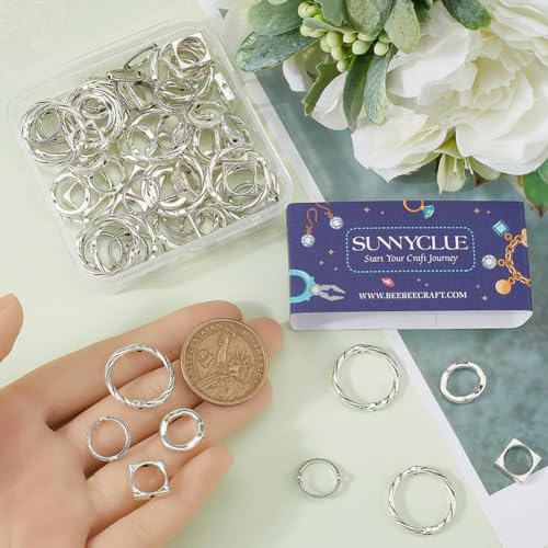 SUNNYCLUE 1 Box 80Pcs 4 Styles Silver Bead Frames Alloy Bead Frame Bulk Metal Antique Hollow Round Ring Square Spacer Charm Beading Frames for Jewellery Making Bracelet Necklace DIY Crafts Supplies - Image 4