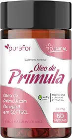 Óleo de Prímula com Ômega 3 700mg Purafor – 60 Cápsulas | Suplemento em Softgel – Apoio Hormonal, TPM, Pele e Cabelos | Sem Glúten e Lactose