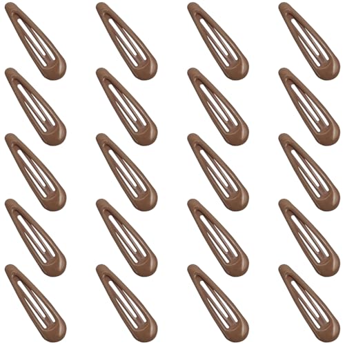 GKETN Snap Hair Clips for Women and Girls Water Drop Non Slip Hair Barrettes Heavy Coated Metal Coffee Color Hair Clips Accessory 20 PCS 1.89"