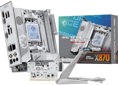MSI MPG X870I Edge TI EVO WiFi Motherboard, ATX - Supports AMD Ryzen 9000/8000 / 7000 Processors, AM5-110A SPS VRM, DDR5 Memory Boost (up to10000+MT/s OC), PCIe 5.0 x16, M.2 Gen5, Wi-Fi 7, 5G LAN