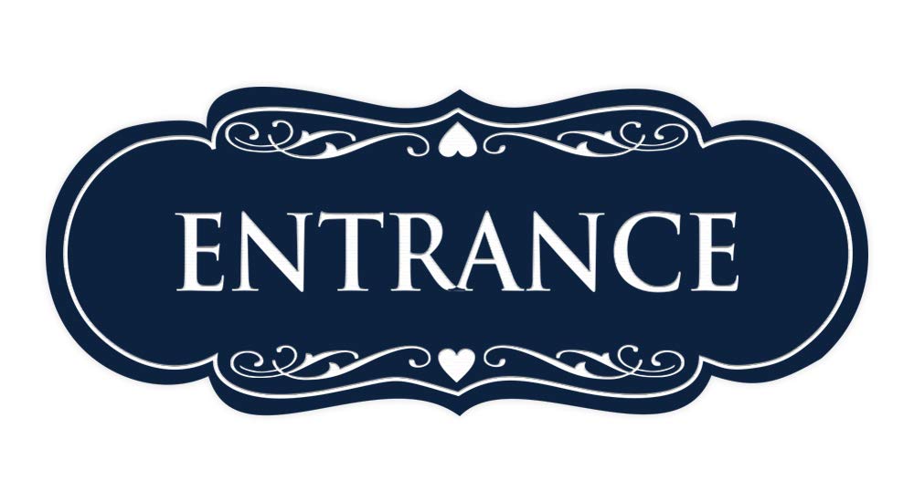 Signs ByLITA Designer Entrance Sign (Navy Blue/White) - Large