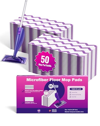 Wet Jet Refills, 50 Count Microfiber Wet Jet Pads for Swiffer Mop, Disposable Multi Surface Swifter Pads Refill, Floor Cleaner for Mopping, Heavy-Duty Absorbent and Stickiness