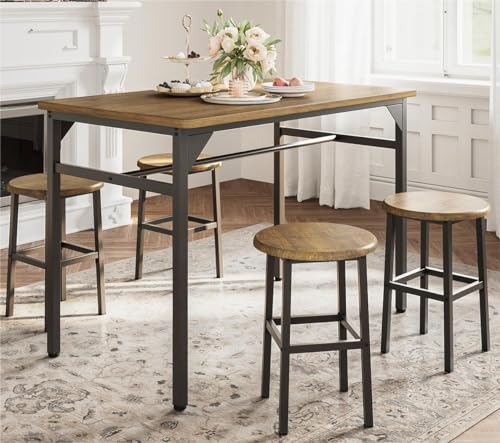 Produktbild von Kompaktes Esstisch-Set Für 4 Platzsparende Runde/quadratische Tische Und Stühle Für Kleine Räume, Essgruppe Für Kleine Bereiche, Küchentisch Und 4 Stühle