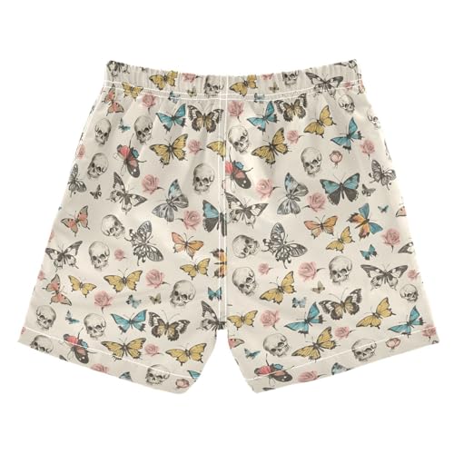 Boys Swim Trunks Quick Dry UPF 50+ Beach Board Shorts Kids Bathing Suits Swimsuit 2T Rose Butterfly Skull2