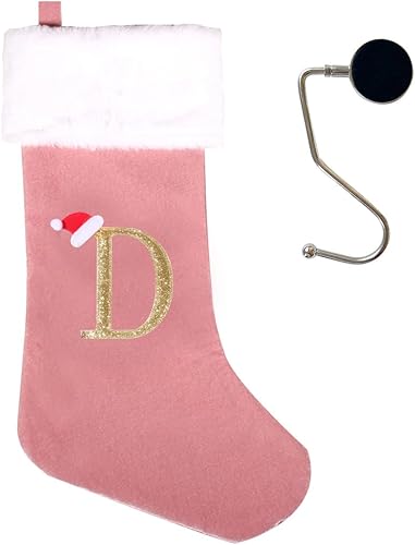 Vista 119 de Medias de Navidad con monograma de 20 pulgadas con letras, medias de Navidad súper suaves, medias grandes con monograma, medias de letras rojas