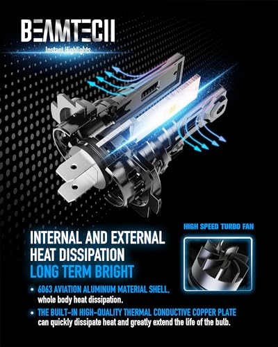Image of BEAMTECH H7 Light Bulb, No Adapter Need High Speed Fan 6500K Xenon White H7 Bulbs or Fog Lights Pack of 2