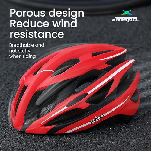 Image of Jaspo Avion Skating & Cycling Helmet for Adults & Teens (Age 13+), Polycarbonate Material, EPS Foam, Universal Fit for All (58-62 cm) |Ventilated Helmet for Men & Women (Red & Black)