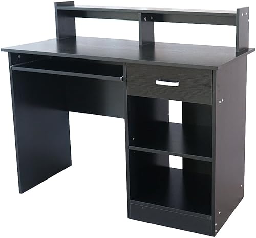 Miniatura 6 de Escritorio de oficina en casa - Escritorio para computadora con bandeja para teclado - Mesa de estudio y escritorio con almacenamiento - Escritorio