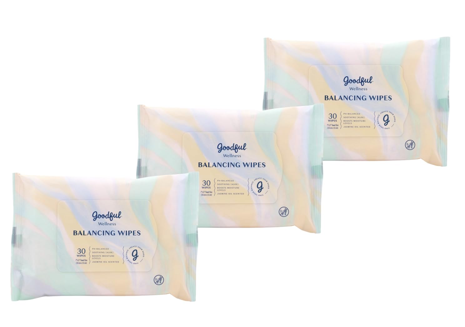 Goodful Wellness pH Balancing Wipes, 30 Count (Pack of 3) Hypoallergenic Feminine Wipes, Gentle pH Balanced Wipes Women, Unscented Intimate Wipes