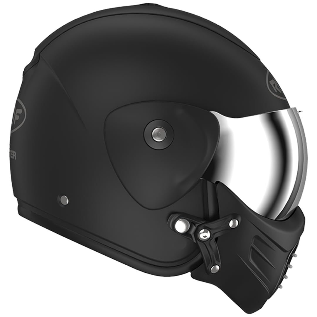 Casque Moto Jet Haut De Gamme ROOF Roadster en Fibre De Verre avec Mentonnière Amovible Magnétique Écran Iridium Inclus– Couleur Iron Noir Mat/Argent - Offre Directe Usine - Garantie 4 Ans