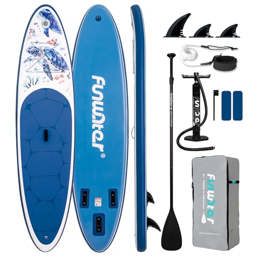 Image of FunWater 11' /10'6 inch Inflatable Stand Up Paddle Board with Premium SUP Paddleboard Accessories, Wide Stable Anti-Slip EVA Deck,Paddle Boards for Adults & Youth of All Skill Levels