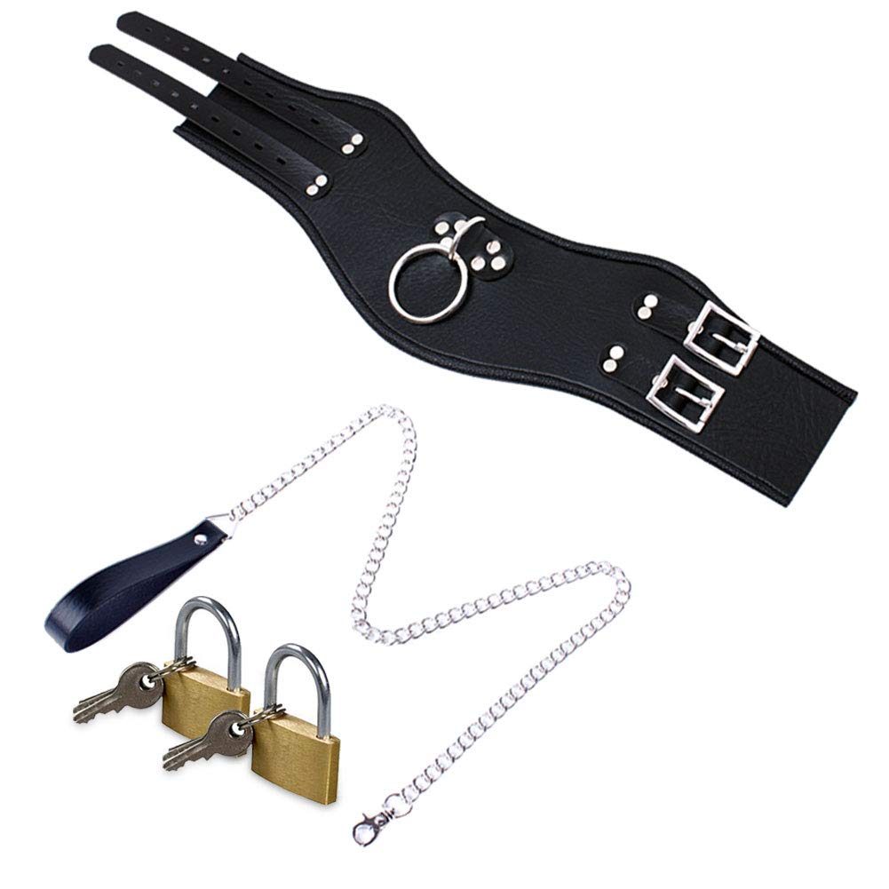 SXOVO Fetish Collar Ajustable SM Bondage Collares, corsé de cuello bloqueable con junta tórica y cadena