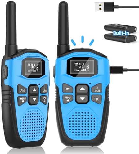 Walkie Talkie Kinder Aufladbar mit Eingebauter Li-Ion Akku,NXGKET Walki Talki 2er Set Spielzeug für MäDchen Jungen Ab 5 Jahre,16 KanäLe Funkgeräte mit Taschenlampe für Draussen Spi